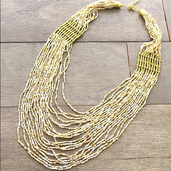Seed bead multi layered ivory necklace - Picture 1 of 2